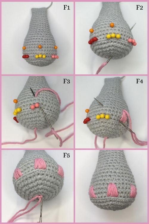 instructions on how to embroider elephant toy toes