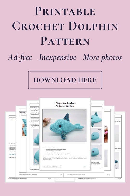 Crochet dolphin pattern, Amigurumi dolphin pattern