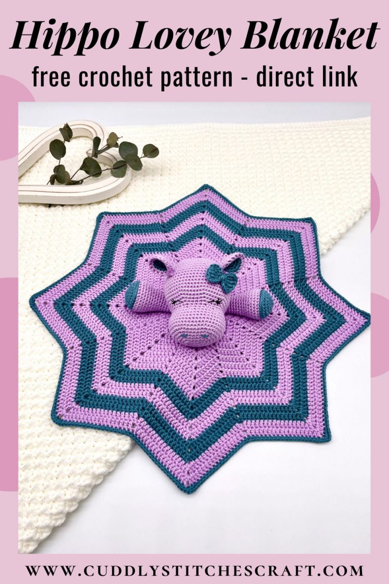 Free crochet hippo lovey pattern, free Amigurumi hippo lovey blanket by Cuddly Stitches Craft (13)