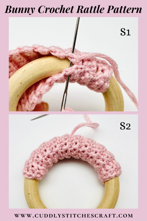 Free sleepy bunny crochet rattle pattern, free Amigurumi bunny rattle by Cuddly Stitches Craft (6)