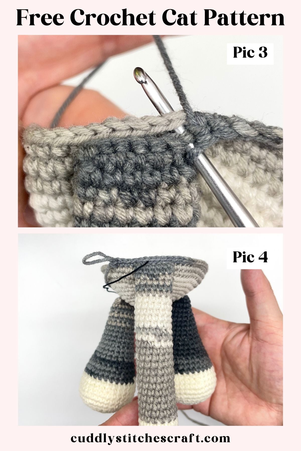 LOW-SEW crochet cat pattern, Cat Amigurumi free pattern, Free crochet pattern