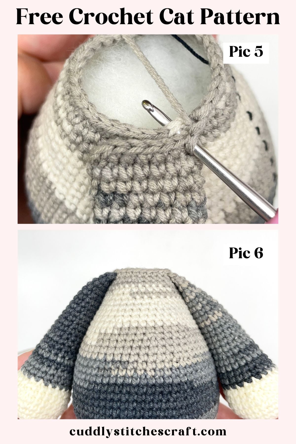 LOW-SEW crochet cat pattern, Cat Amigurumi free pattern, Free crochet pattern