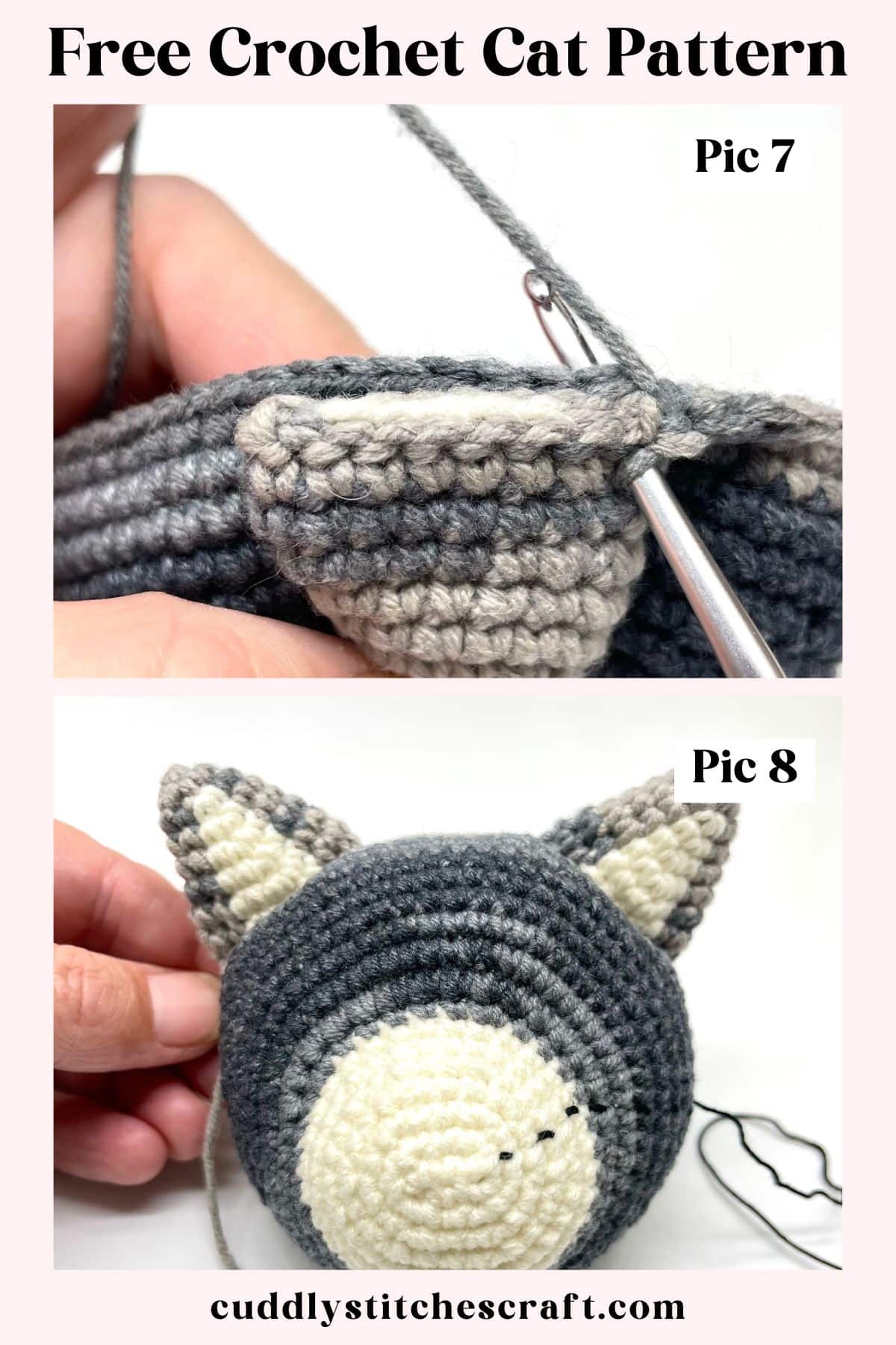 LOW-SEW crochet cat pattern, Cat Amigurumi free pattern, Free crochet pattern