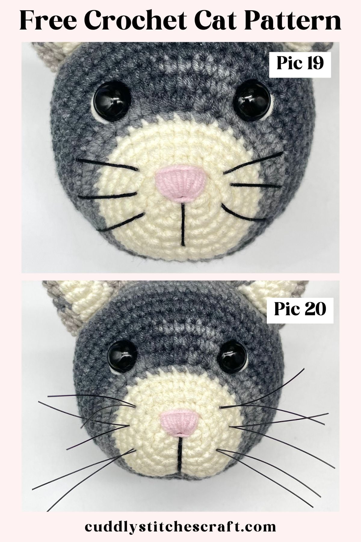LOW-SEW crochet cat pattern, Cat Amigurumi free pattern, Free crochet pattern