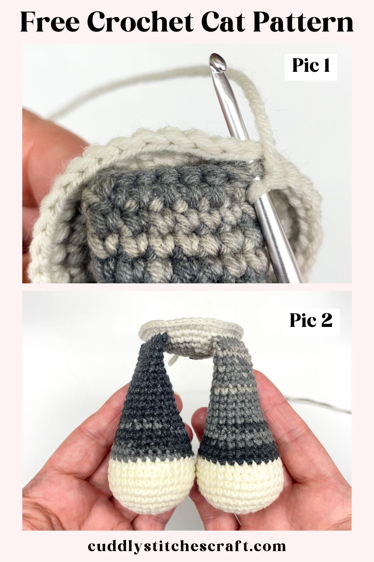 LOW-SEW crochet cat pattern, Cat Amigurumi free pattern, Free crochet pattern