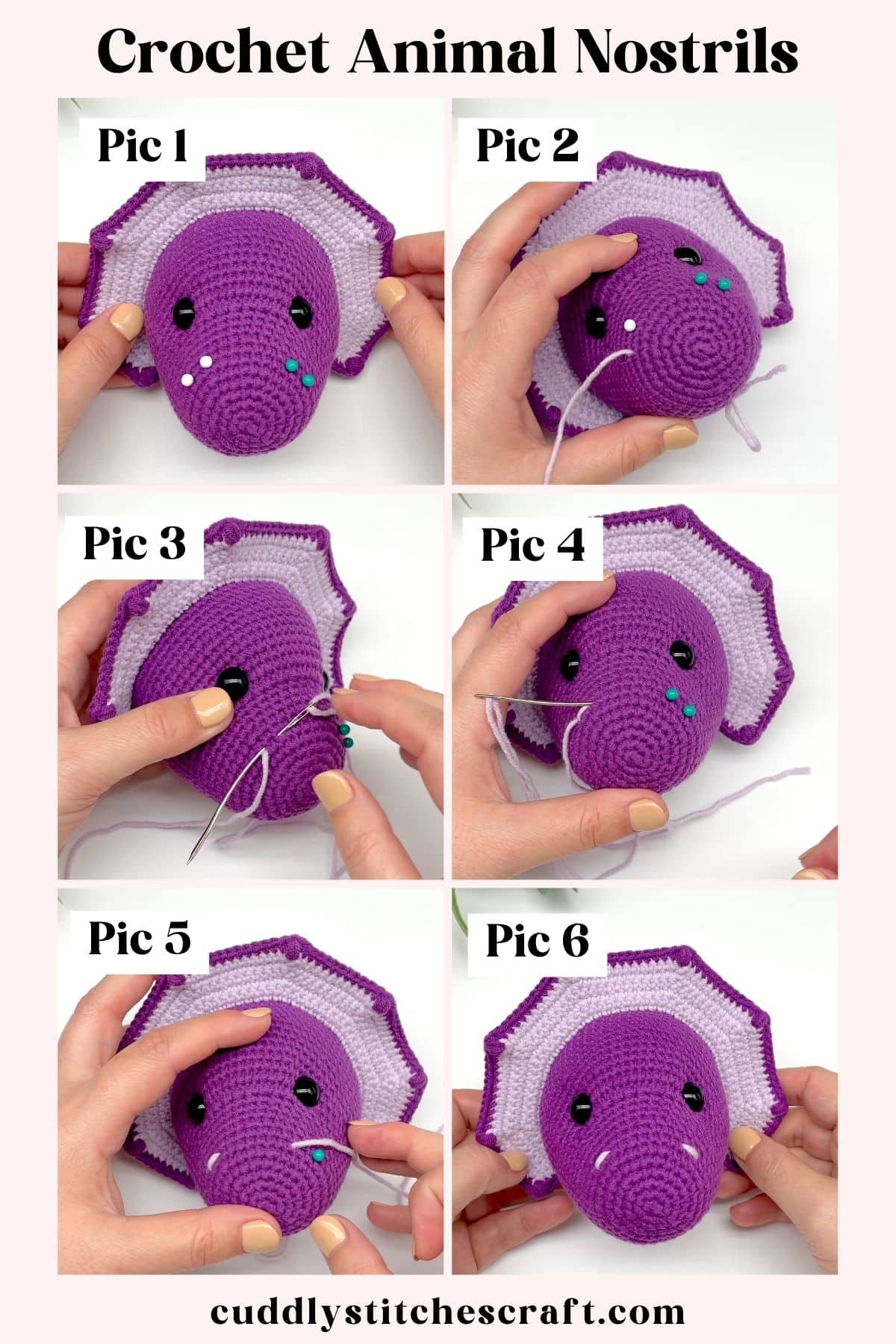 How to embroider nostrils on Amigurumi, crochet animal nostrils, video tutorial