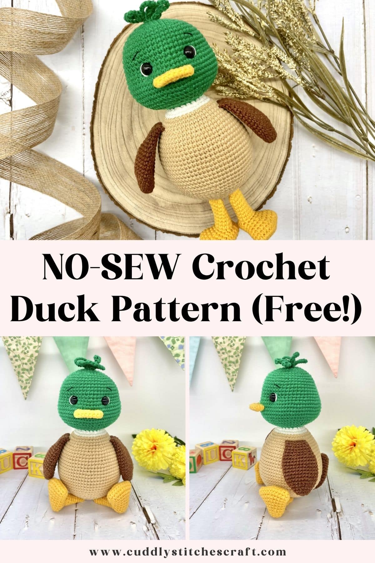 NO-SEW crochet duck pattern free, free crochet pattern
