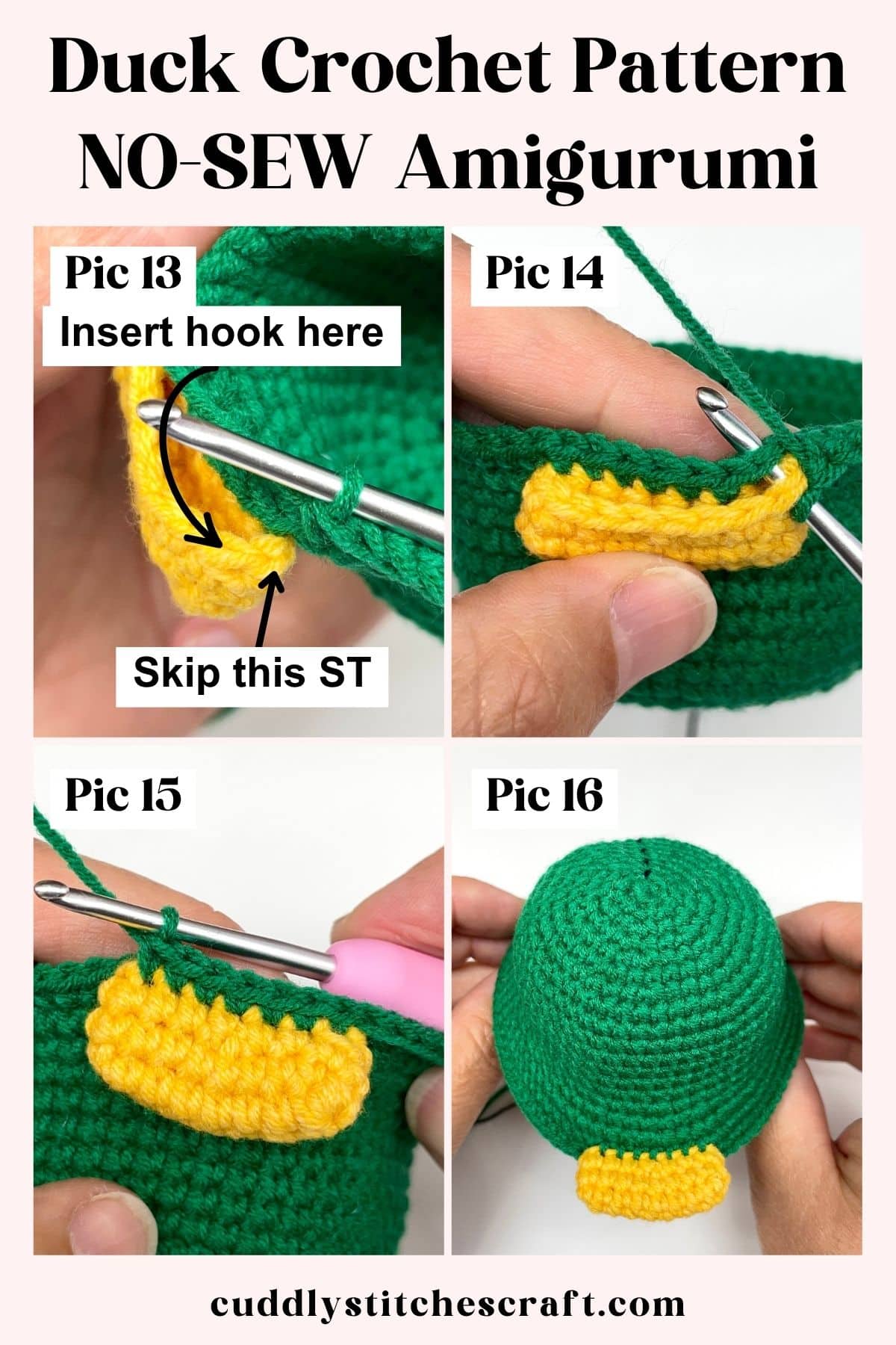 NO-SEW duck crochet pattern free, free duck Amigurumi pattern