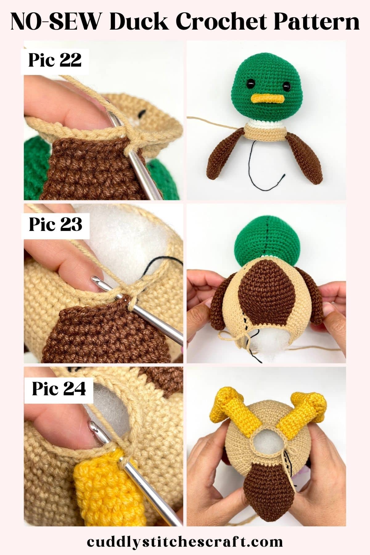 NO-SEW duck crochet pattern free, free duck Amigurumi pattern