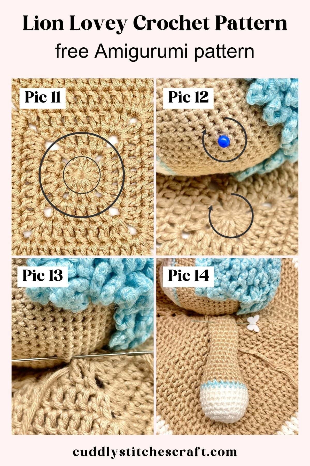 Lion lovey crochet pattern, Free crochet pattern